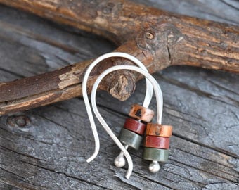 TINY Cherry Creek Jasper Sterling Silver Dangle Earrings