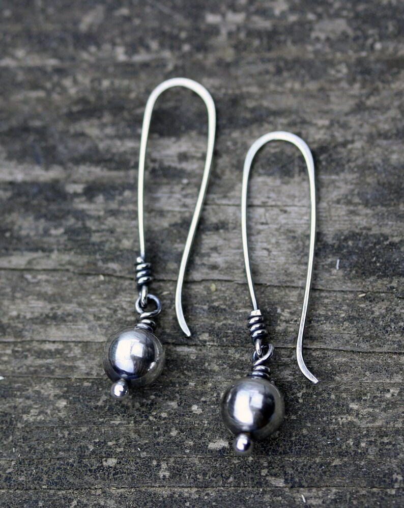 Sterling Silver Ball Dangle Earrings / Long Dangle Earrings / Etsy