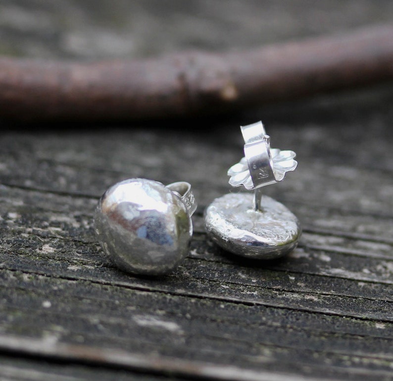 Sterling silver stud earrings / LARGE stud earrings / gift for her / silver earrings / boho jewelry / rustic earrings / jewelry sale image 4