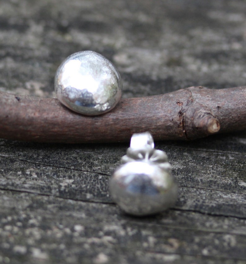 Sterling silver stud earrings / LARGE stud earrings / gift for her / silver earrings / boho jewelry / rustic earrings / jewelry sale image 3