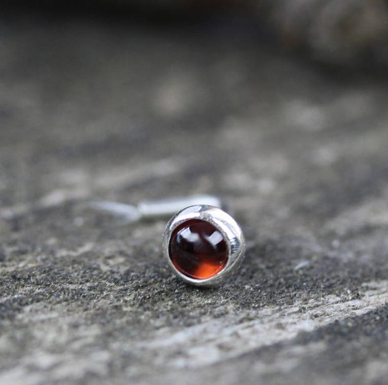 Garnet nose stud sterling silver nose stud silver nose stud gemstone nose stud gift for her January birthstone body jewelry