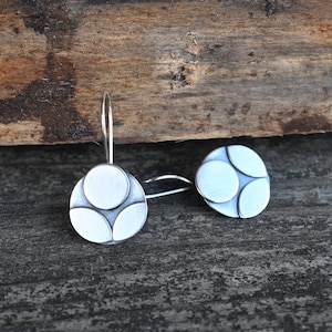 Sterling silver flower dangle earrings / big floral earrings / gift for her / jewelry sale / big silver earrings / bold flower earrings