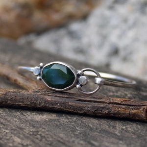 Dark Green Canadian Cassiar Jade silver bangle bracelet / gift for her / jewelry sale /  jade stone bracelet / rustic green jade bangle