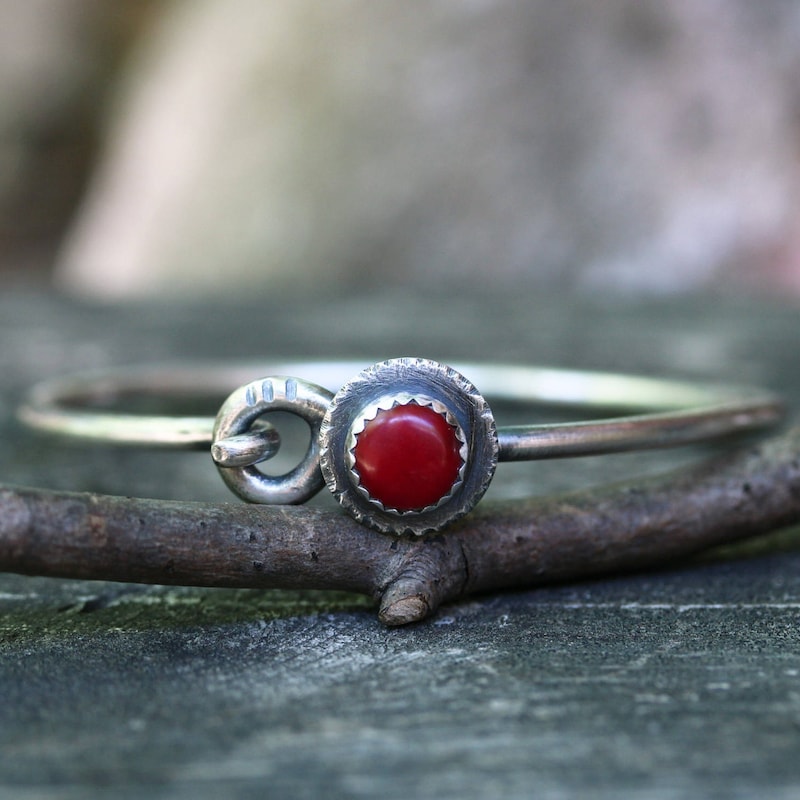 SS + Coral Bangle Bracelet main image 1