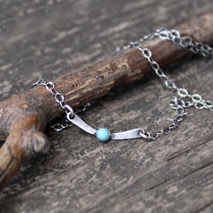 Kingman Turquoise Sterling Silver Necklace: Dainty Minimalist Chain