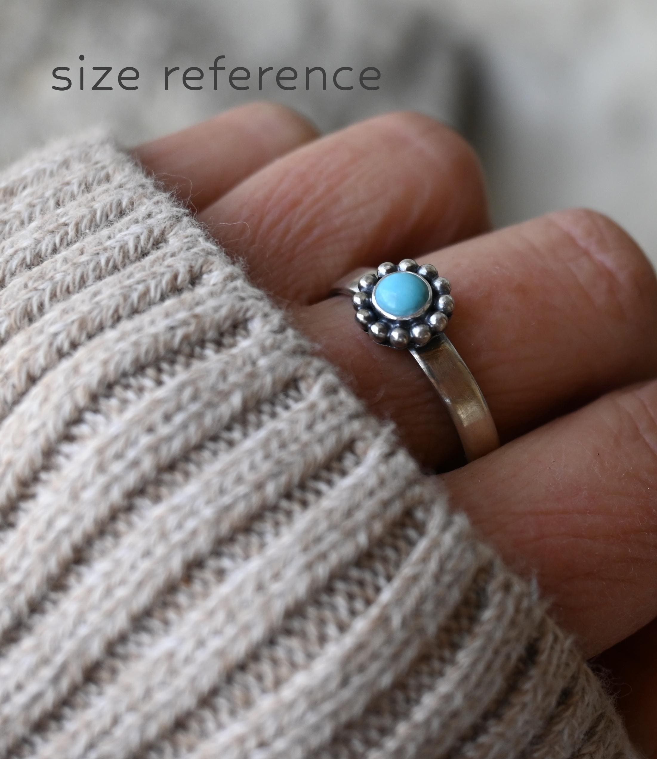 Kingman Turquoise Sterling Silver Daisy Ring - Dainty Band - Etsy