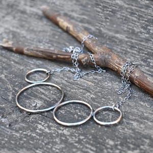 Sterling Silver Circle Bib Necklace: Boho Statement Jewelry