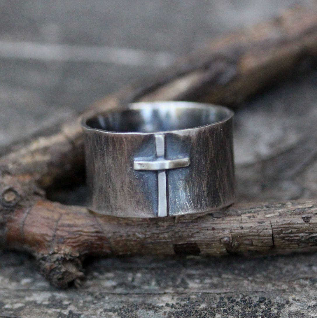 sterling silver mens cross rings