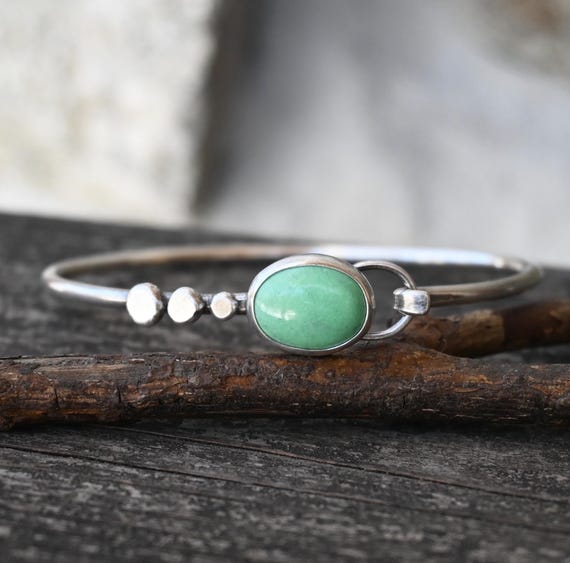 Kingman Variscite Sterling Silver Bangle Bracelet