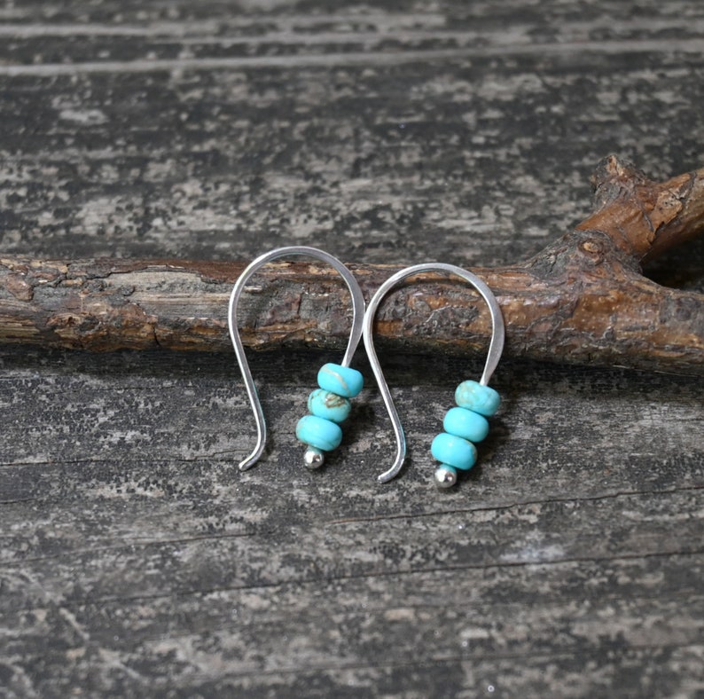 TINY blue turquoise jasper earrings / sterling silver earrings / gift for her / silver dangle earrings / tiny earrings / jewelry sale image 3