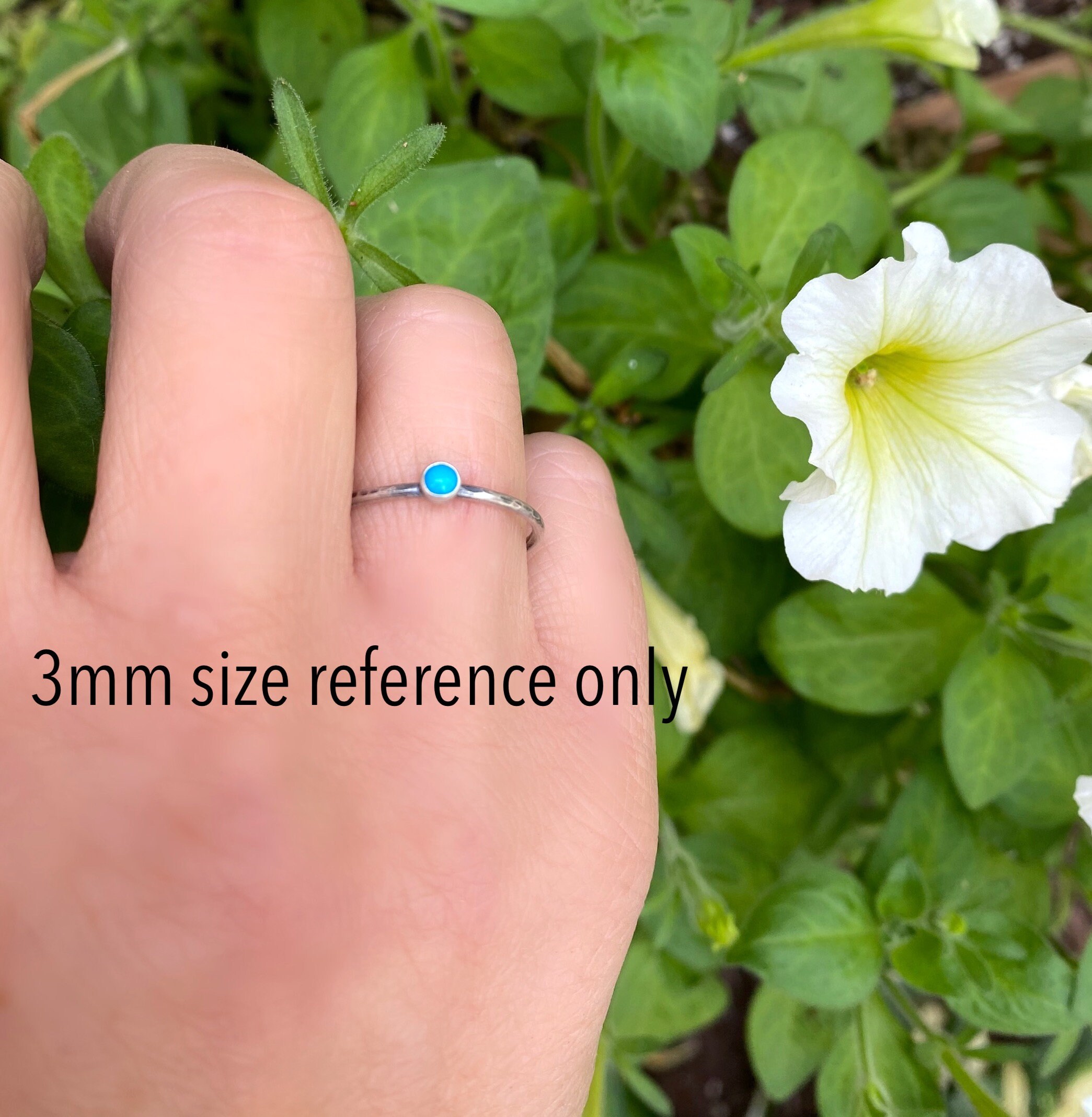 Kingman Turquoise Sterling Silver Ring: Tiny Boho Stacking Ring - Etsy