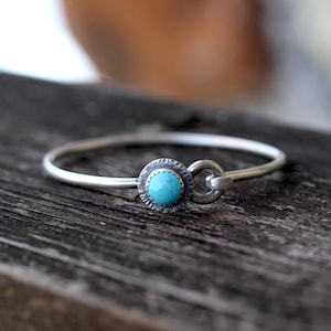 Rustic turquoise bracelet / sterling silver bangle bracelet / gift for her / silver bangle / stacking bracelet / boho bangle / jewelry sale