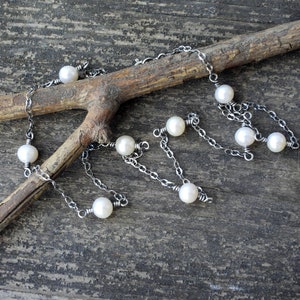 Freshwater Pearl Necklace: Sterling Silver Beaded Layering Necklace