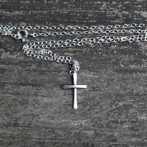 Tiny Cross Necklace / Sterling Silver Cross Necklace / Gift - Etsy