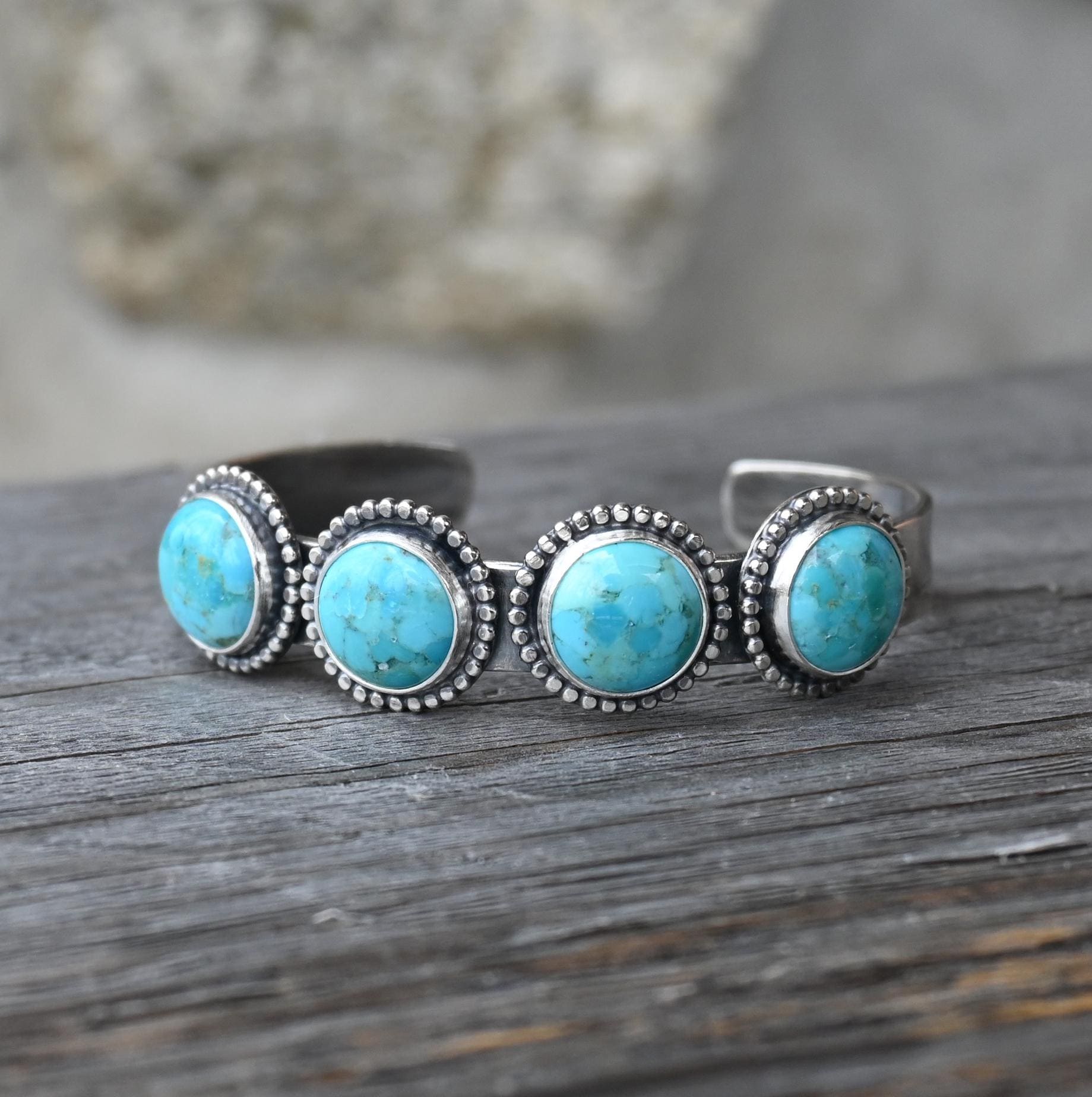 Blue Kingman Turquoise Sterling Silver Cuff Bracelet - Sustainable ...
