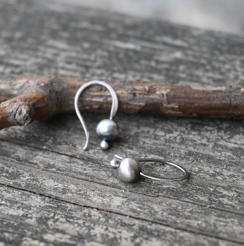 Tiny Navajo pearl earrings / sterling silver bead earrings / gift for her / sterling silver dangles / short dangle earrings / jewelry sale image 3