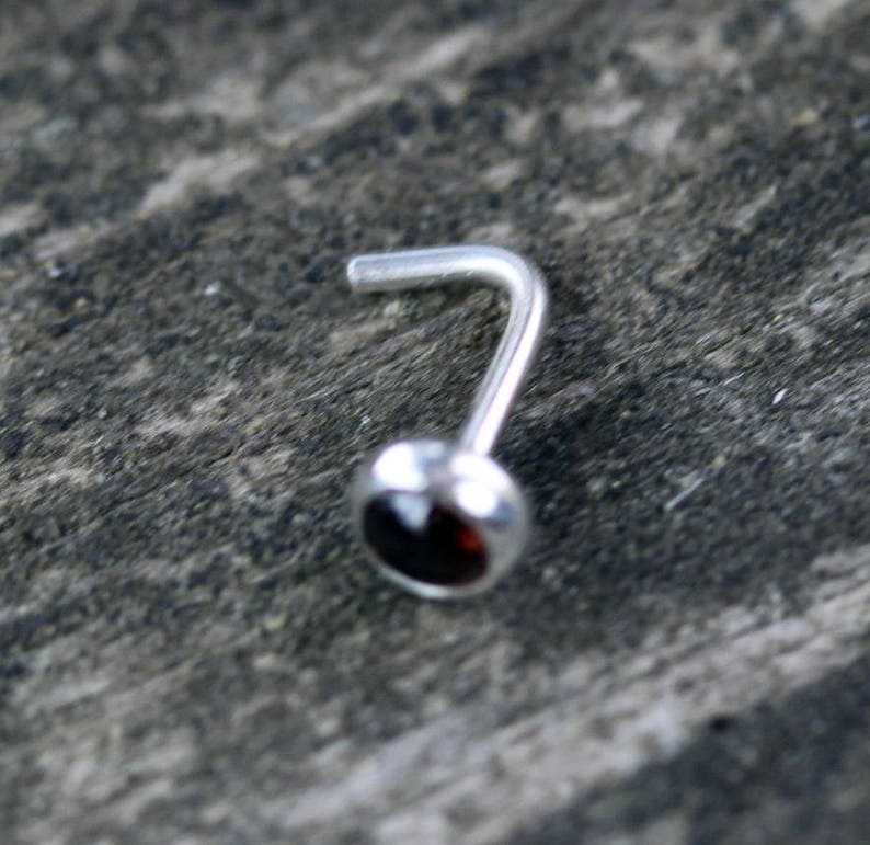 Garnet nose stud sterling silver nose stud silver nose stud gemstone nose stud gift for her January birthstone body jewelry