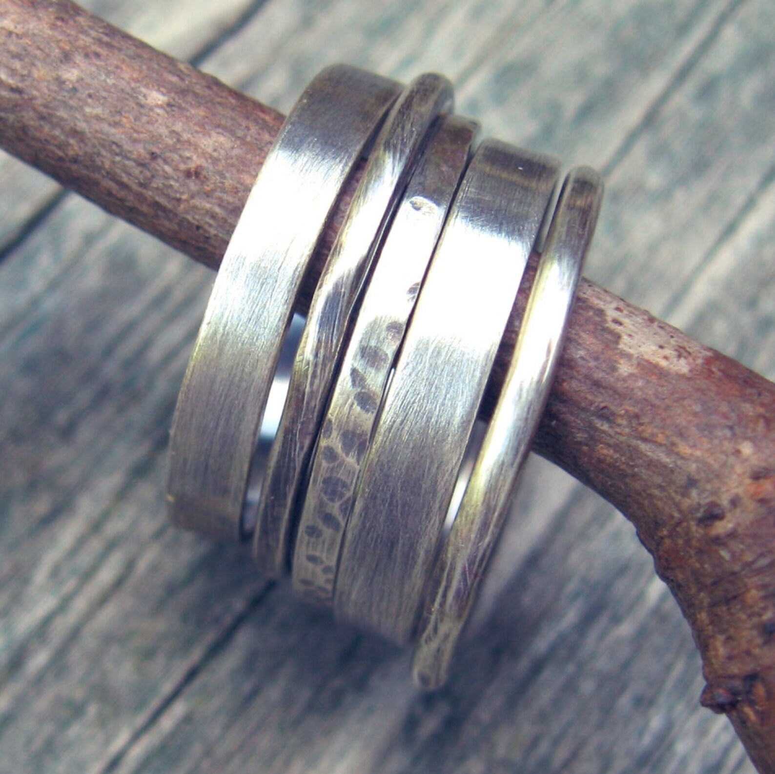 Sterling Silver Stacking Ring Bands / Textured Stacking Rings - Etsy