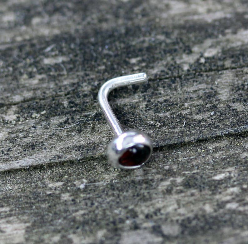 Garnet nose stud sterling silver nose stud silver nose stud gemstone nose stud gift for her January birthstone body jewelry