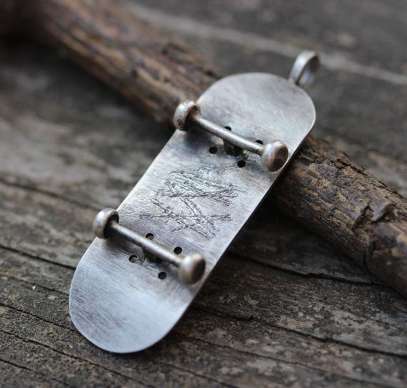 Skateboard Necklace / Sterling Silver Skateboard / Gift for Etsy