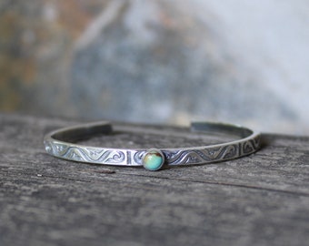 Kingman Turquoise sterlingzilveren manchetarmband: manchet met roldetail