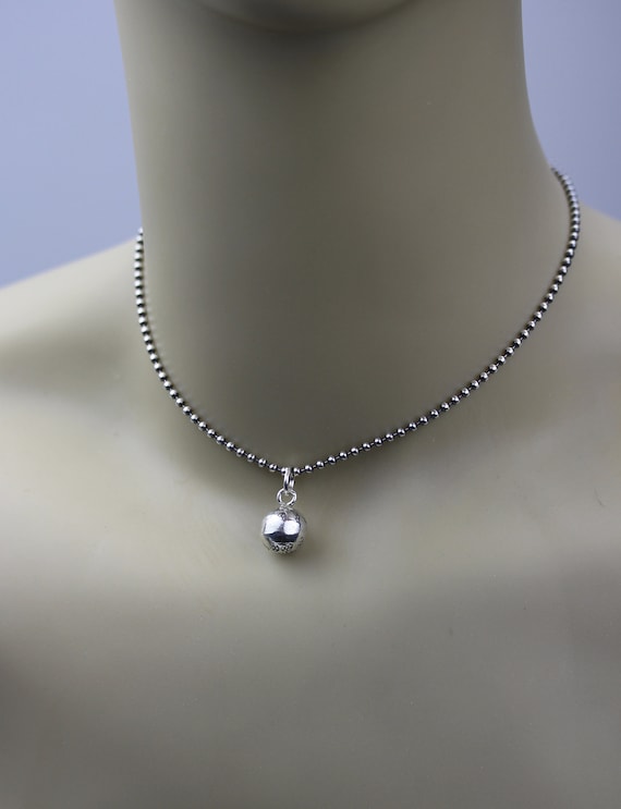 Bell Necklace / Hill Tribe Bell Pendant / Sterling Silver