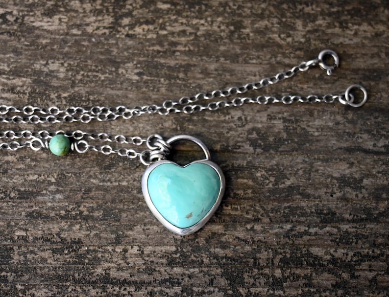 Green Kingman Turquoise Sterling Silver Heart Necklace - Etsy