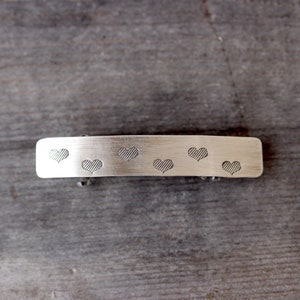 Sterling Silver Heart Stamped Barrette: Petite French Clip