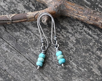 Ohrhänger aus Sterlingsilber mit blauem Türkis und Magnesit