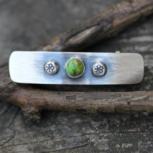 Turquoise barrette / SMALL sterling silver barrette / green turquoise / gift for her / jewelry sale / girls barrette / French barrette