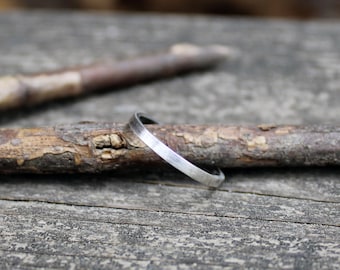 Dainty flat sterling silver band / silver ring band  / gift for her / stacking band / oxidized silver band / stackable rings / rustic