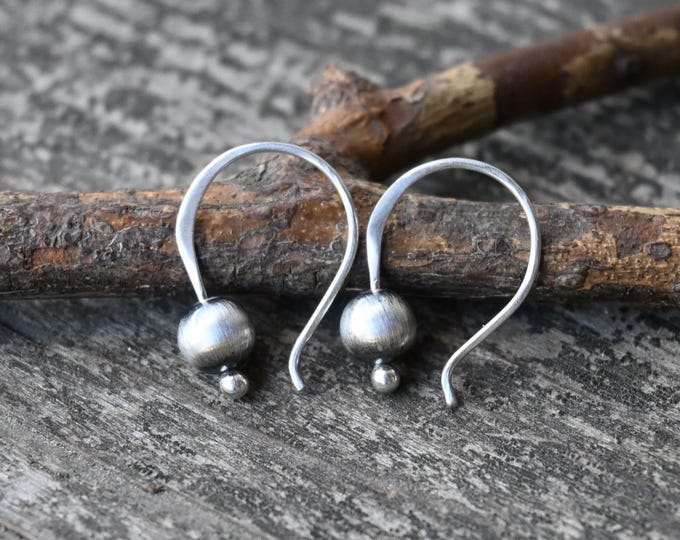 Tiny Navajo pearl style earrings: sterling silver bead earrings