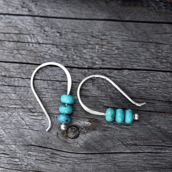 Blue Kingman Turquoise Sterling Silver Earrings