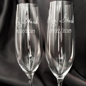Engraved Champagne Flutes: Wedding Toast Glasses, Personalized Glassware Set