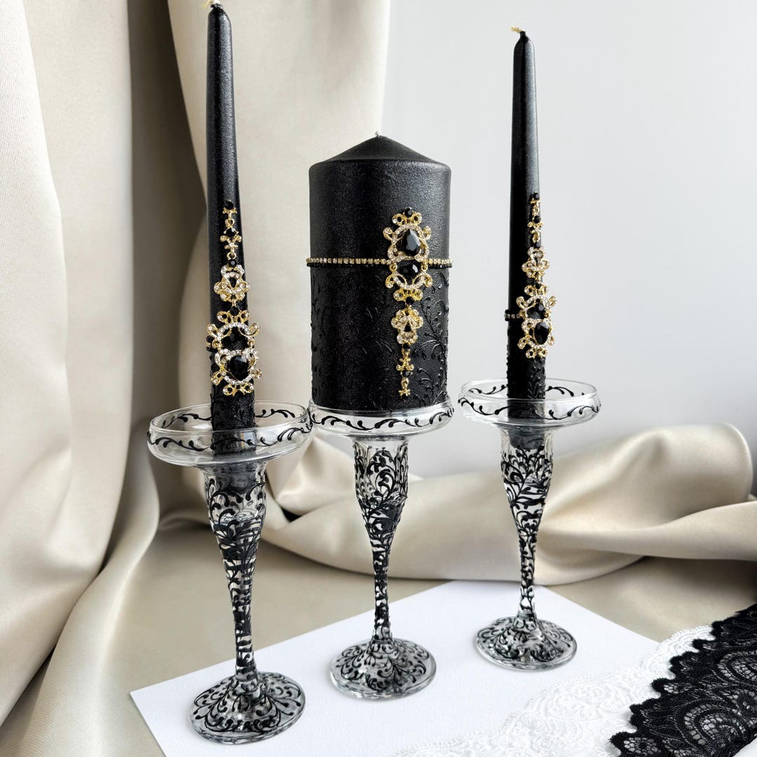 Black Unity Candle Holder Set: Gothic Wedding Ceremony Decor - Etsy