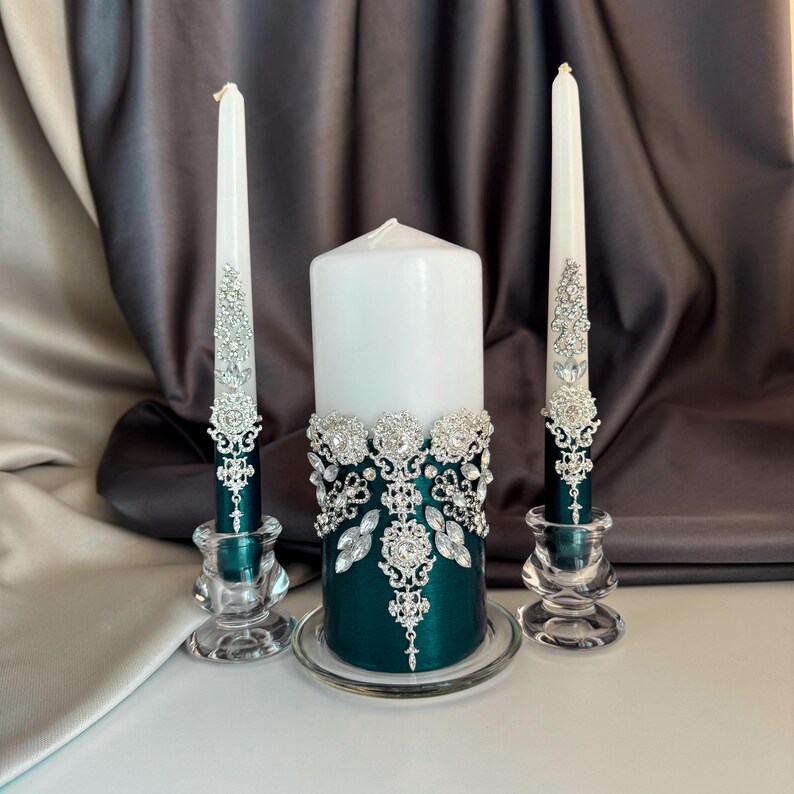 Crystal Embellished Unity Candle Set, Wedding Centerpiece - Etsy