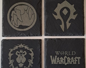 Lot de 4 sous verre World Of Warcraft en Ardoise - Personnalisable