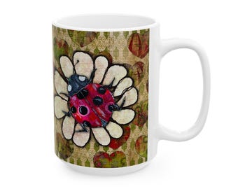 Ladybug Love Ceramic Mug, 15oz