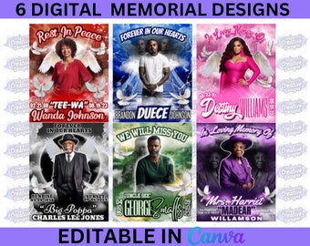 Memorial T-Shirt Designs: Canva Editable Template Bundle (Digital Download)