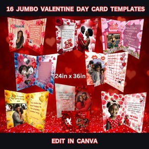 16 sjablonen voor jumbo-valentijnskaartenbundels, bewerkbaar in canvas