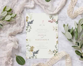 Wedding invitation template editable | Wedding invitation | Wedding card | Invitation instant download | minimalist | digital invitation
