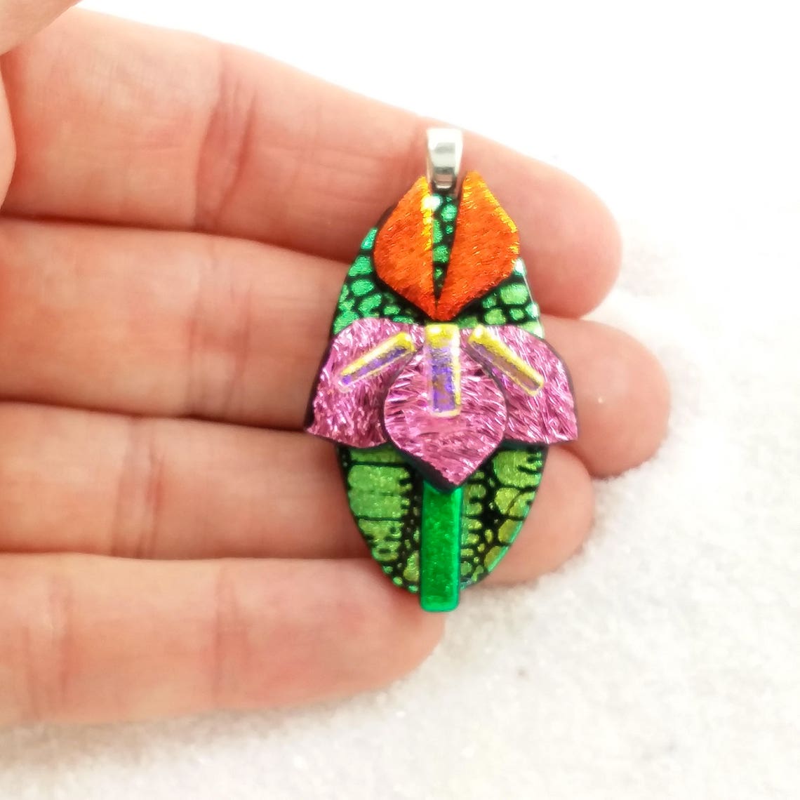 Iris Flower Jewelry Dichroic Glass Iris Iris Necklace Hana Etsy