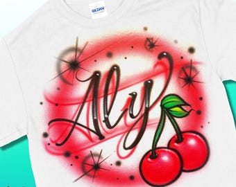 Cherries Name Design - Custom Airbrush T-shirt | Sweatshirt