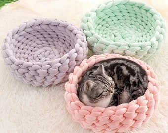 Katzenbett/Hundebett/Vegan/Katzenkorb/Hundekorb/Baumwolle/Catbed/Dogbed/Kuschelkorb/Katzenkörbchen/Hundekörbchen/Cottonrope