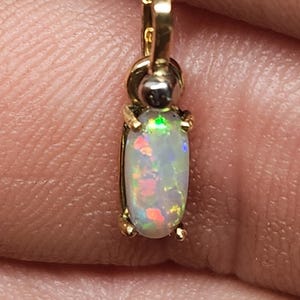Australian Opal Necklace: 18k Gold Pendant with White Gold Accent