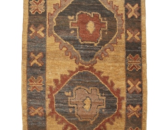 Handmade Wool Oushak Rug: Vintage Turkish Rug 3x5