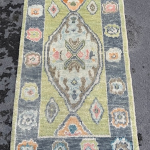 Turkish Rug, Handmade Rug, Oushak Rug, Green Oushak Rug, Accent rug, Vintage rug, Anatolian rug 2x4, Rug 2 x 4, Home Decor rug, Bedroom Rug