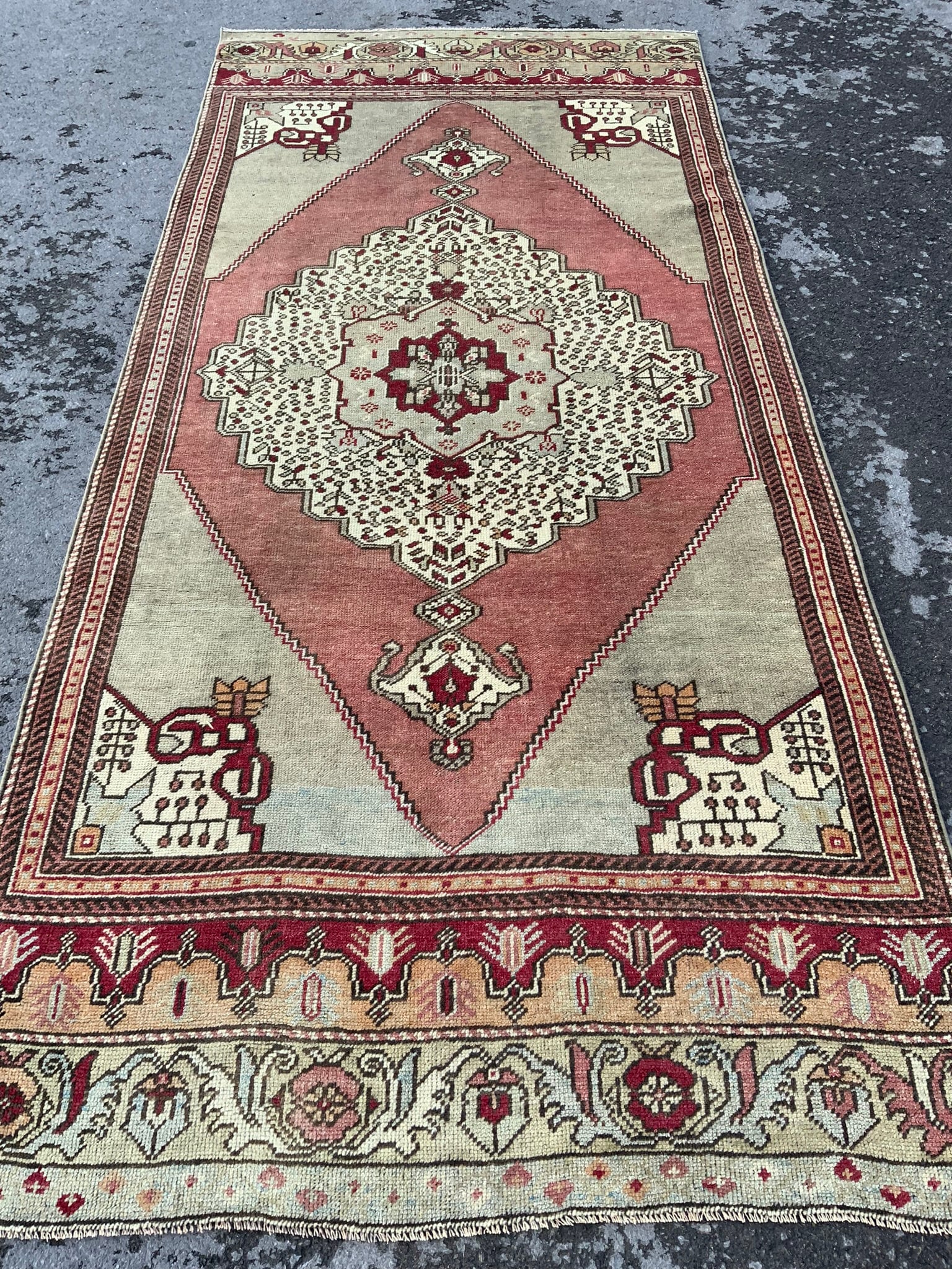 専用1 Buy Handmade Wool Turkish Rug: 4x9 Vintage Anatolian Pastel Rug