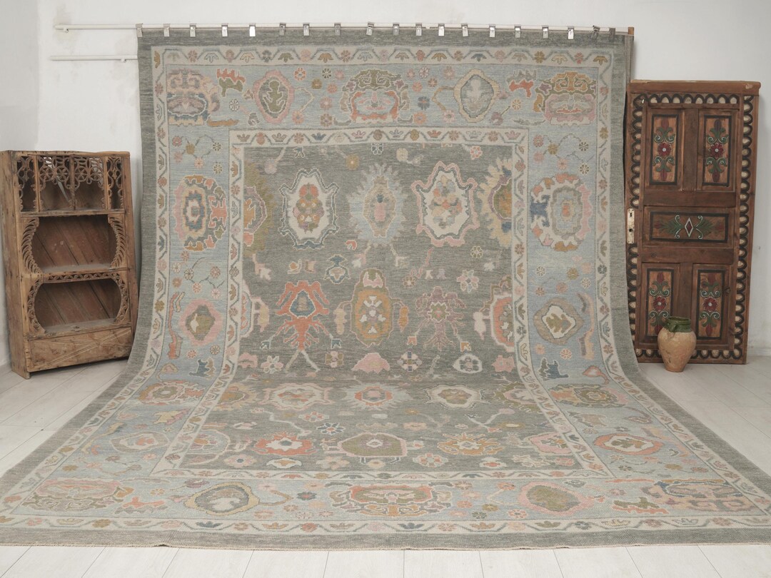 Tukish Wool Rug Handmade Oushak Turkish Rug: Anatolian Wool Kitchen Rug (10x14 Ft.) - Etsy