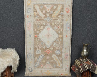 Rug 3 x 5, Turkish Rug, Oushak Rug, Anatolian Rug, Natural Rug, Soft Rug, Vintage Rug, 3x5 Rug, Wool Rug, Floor Rug, 2,11x5’4 Ft, Brown Rug